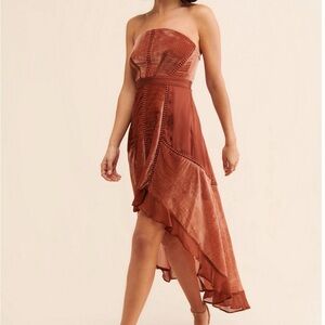 Anthropologie Strapless high low Velvet Dress